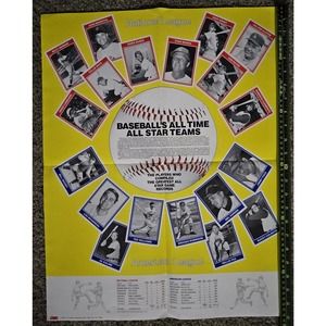 CMC 1987 Baseball's All Time All Stars poster Collectors Marketing Corp USA Made